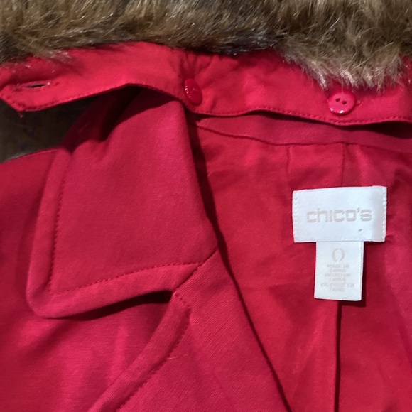 Chico’s red knit jacket removable faux fur collar 0 (4) - Picture 9 of 9